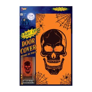 60-inch Creepy Skull Light Up Door Cover Decoration