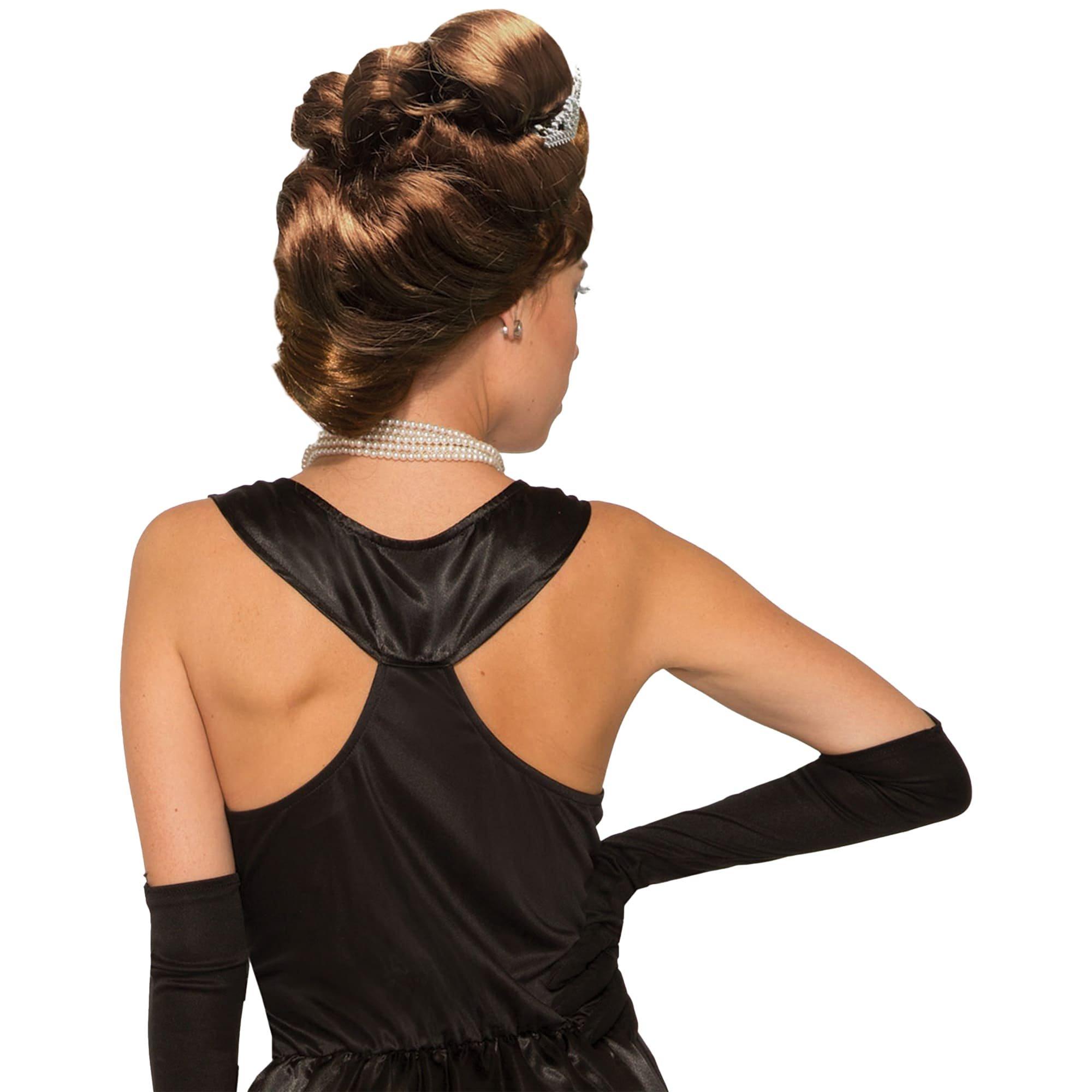 Women's Brown Holly Golightly Wig with Tiara - Image 2