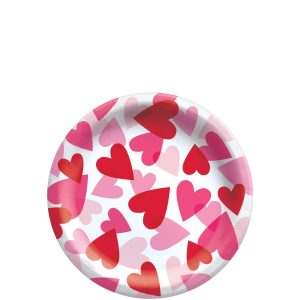 Heart Party Paper Dessert Plates. 6.75in. 8ct