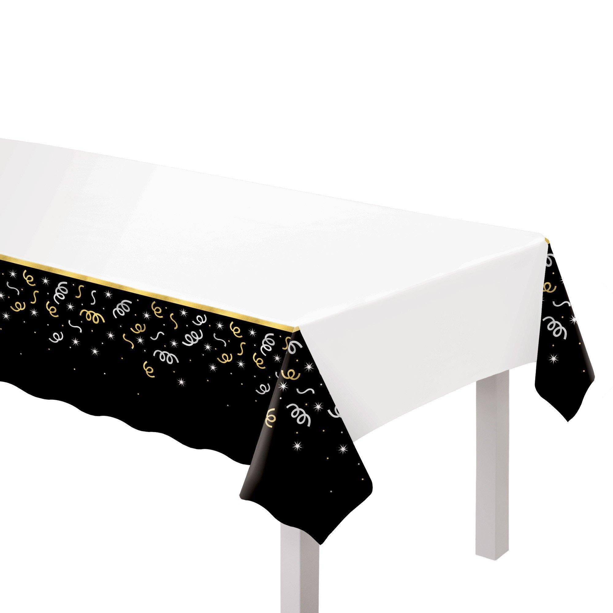 Midnight Cheer NYE Plastic Tablecover. 54in x 102in