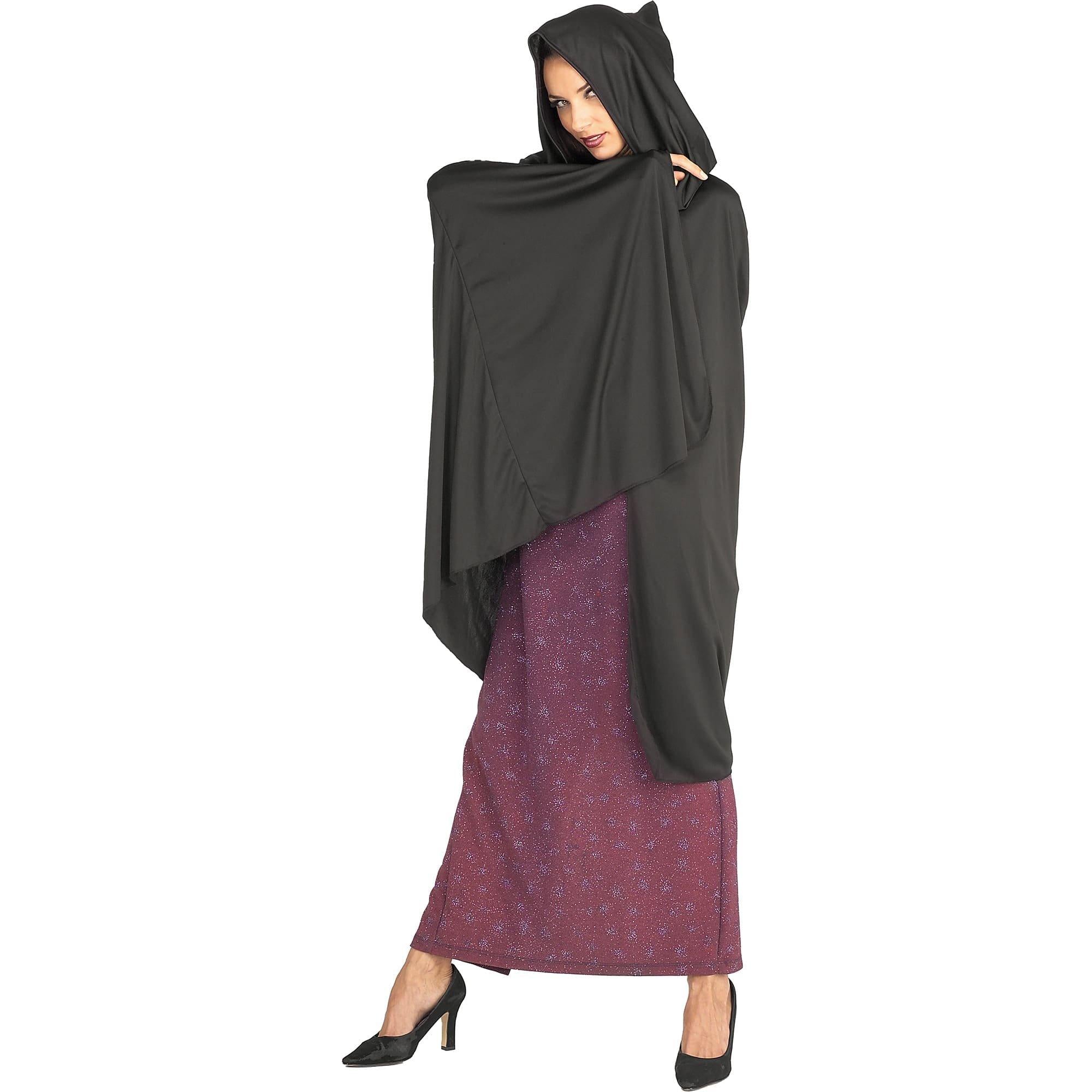 Short Hooded Fabric Cape Black - Image 2