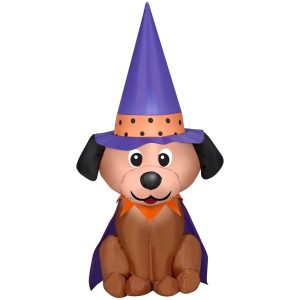 4 Foot Witch Dog Light Up Halloween Inflatable Lawn Decoration