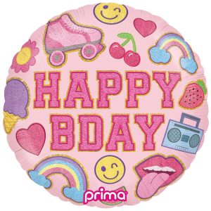 18in Round Birthday Girl Patches Foil Balloon