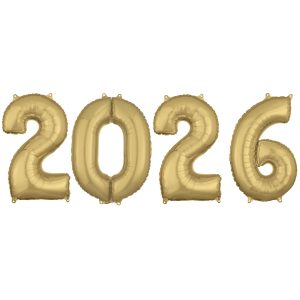 White Gold 2026 Foil Balloon Year. 34in Numbers