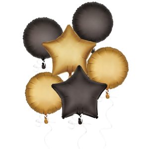 Black & Gold Stars and Rounds Bouquet. 6pc