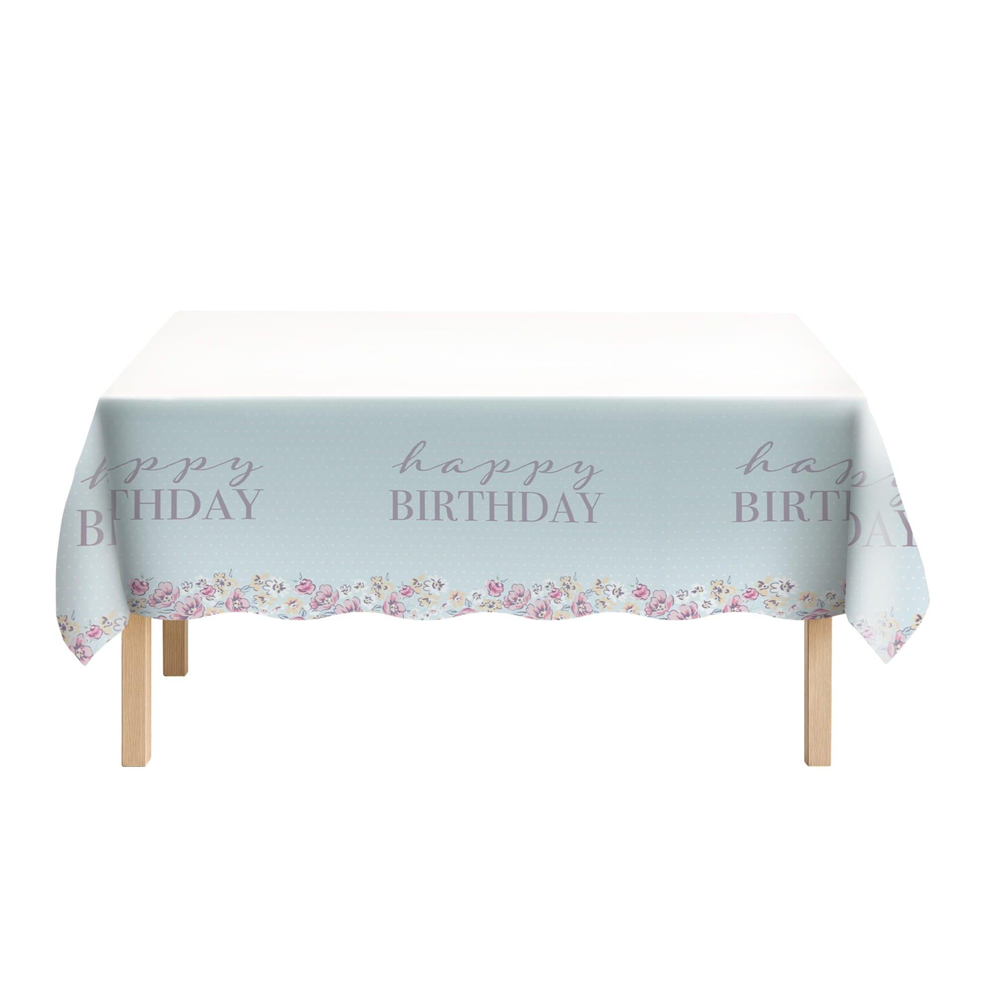Ribbon and Rose Plastic Table Cover. 54in x 96in - Image 4
