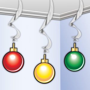 Holiday Swirl Ornament Decorations. 3pc