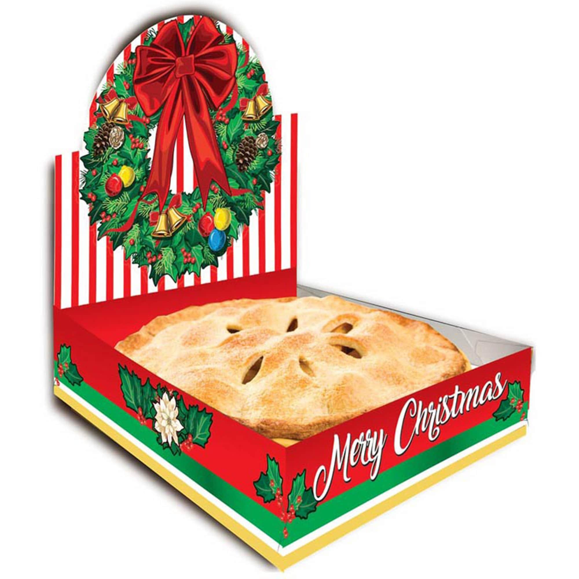 Christmas Pie Box – Holiday Wreath Design. 10in Pie Carrier for Gifting & Transport