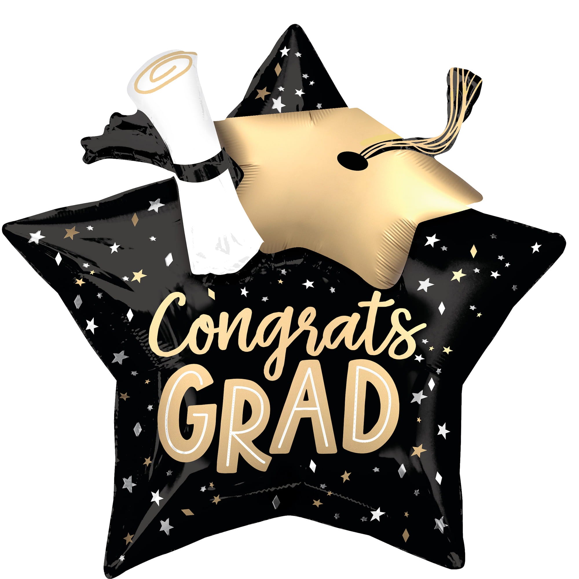 Satin Twirling Tassels Congrats Grad Foil Balloon. 28in