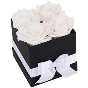 Princess White Preserved Roses Gift Box (4 ct)