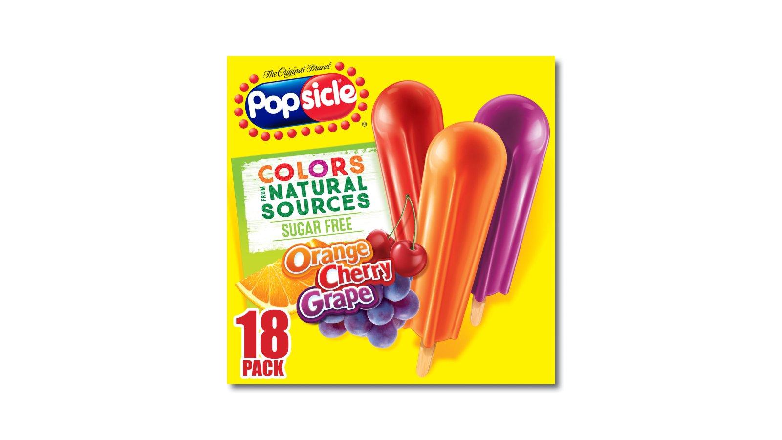 Popsicle Sugar Free Ice Pops Orange. Cherry & Grape Variety Pack (18 ct)
