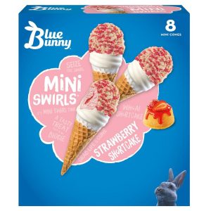 Blue Bunny Strawberry Shortcake Mini Swirls Cones (2.25oz - 8pk)