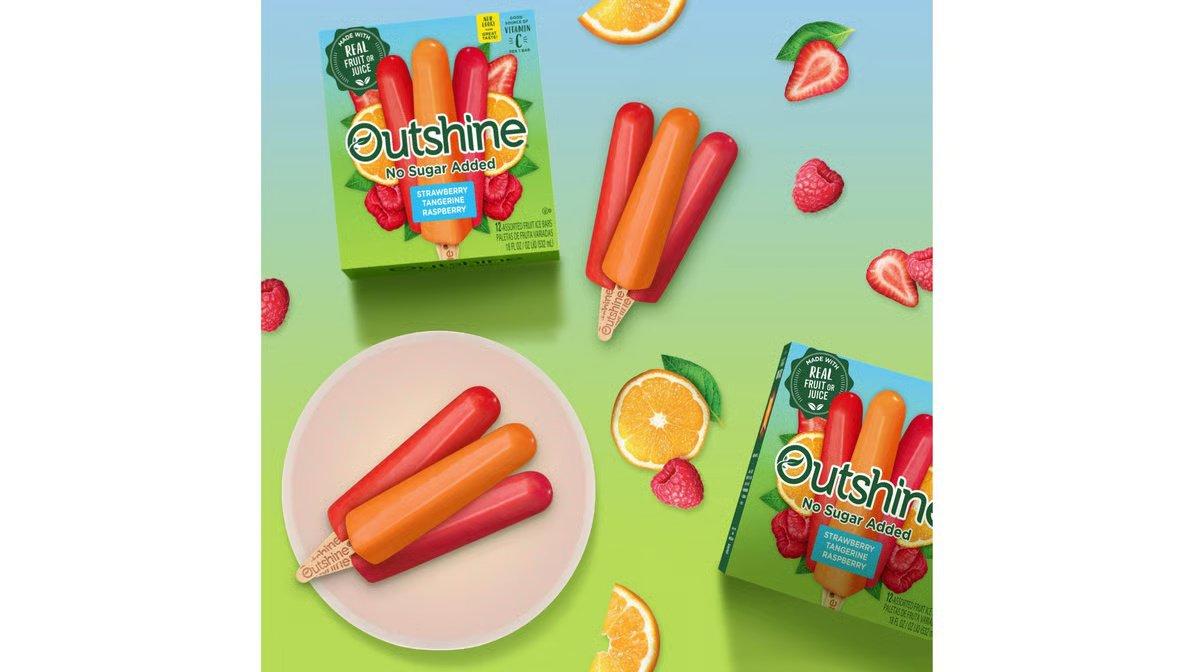 Outshine No Sugar Added Fruit Bars Strawberry Tangerine Raspberry (12 ct) - Image 3