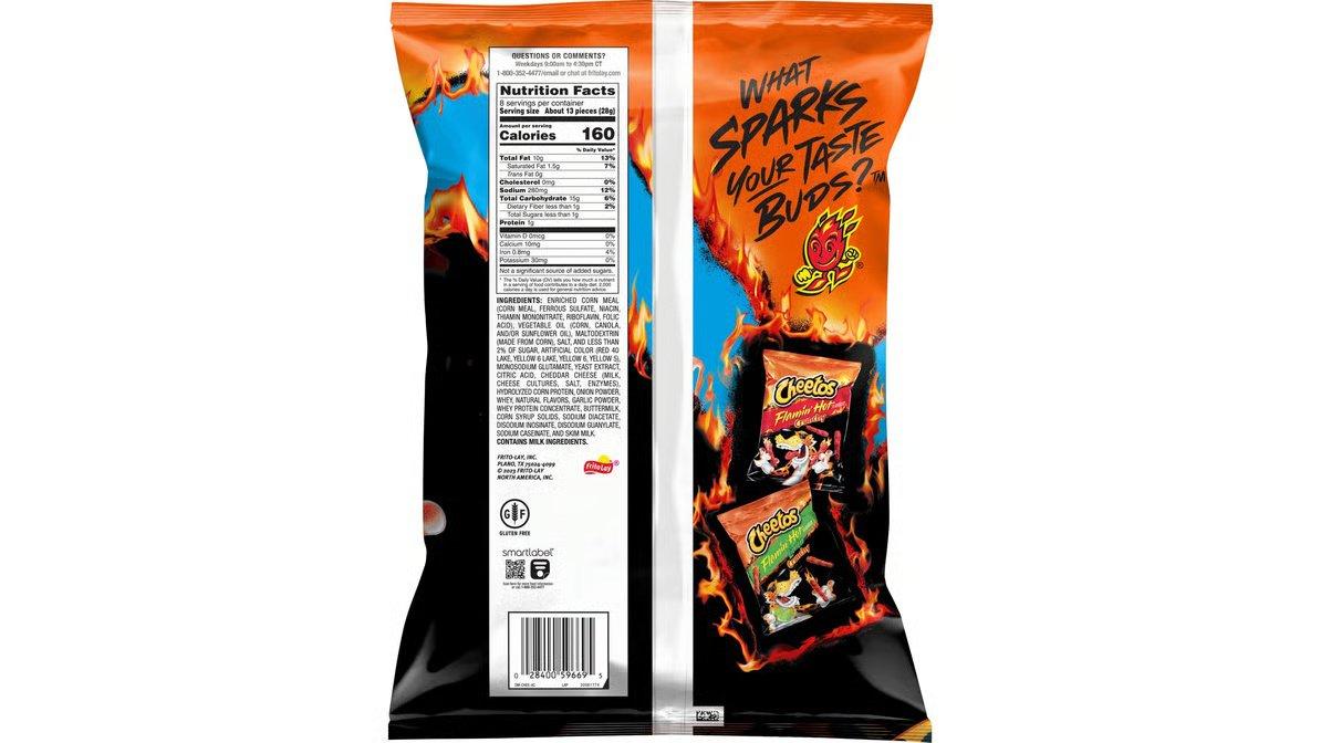 Cheetos Puffs Flamin' Hot Cheese Flavored Snacks (8 oz) - Image 4
