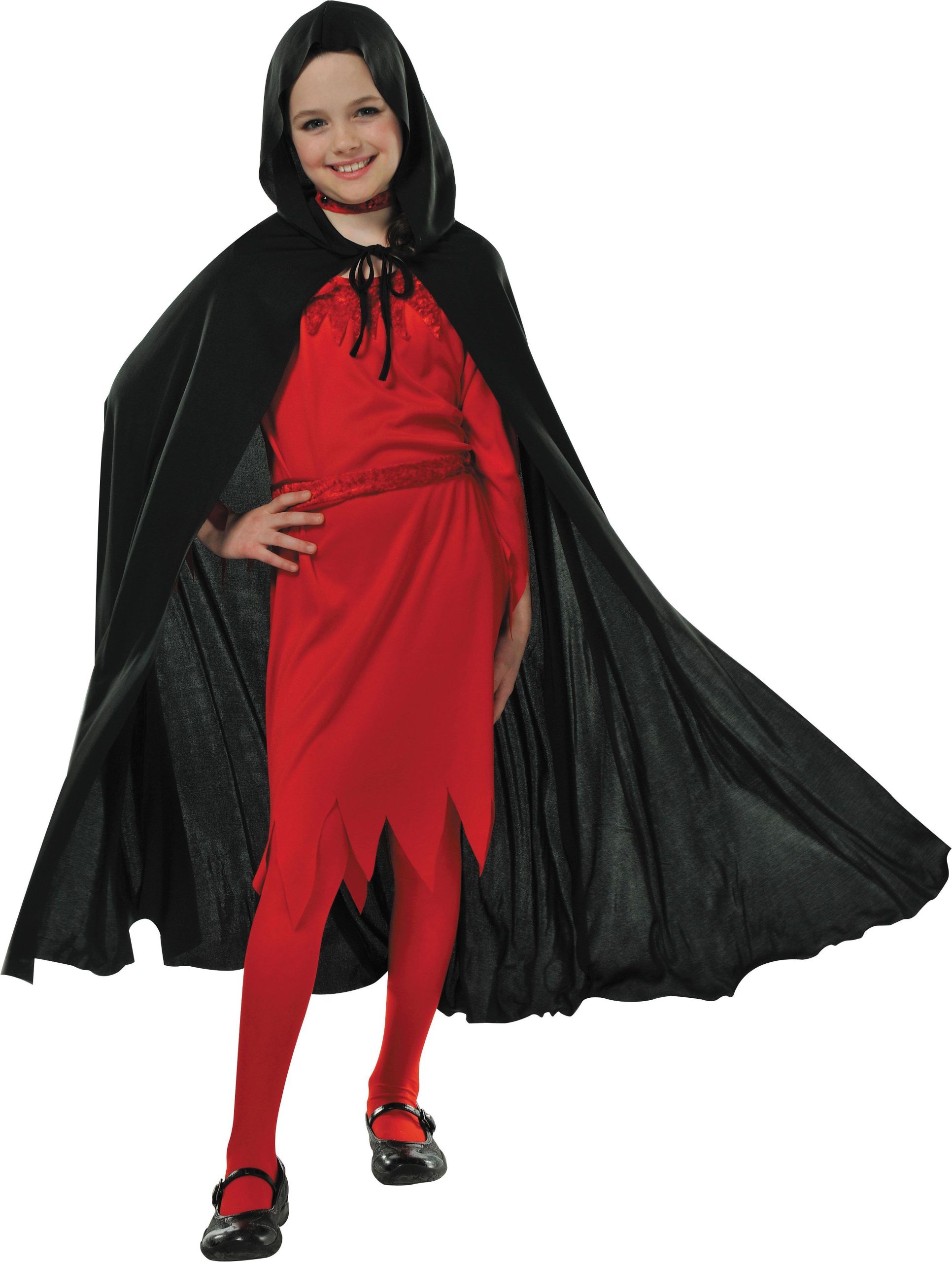 Kids' Black Hooded Cape - Image 2