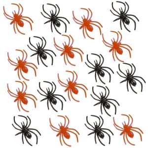 Adjustable Black & Orange Plastic Spider Rings. 30ct