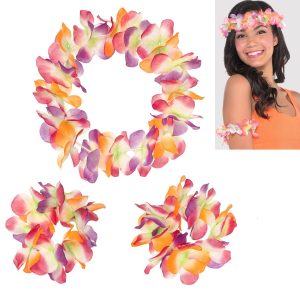 Warm Serendipity Head & Wrist Flower Lei Set 3pc
