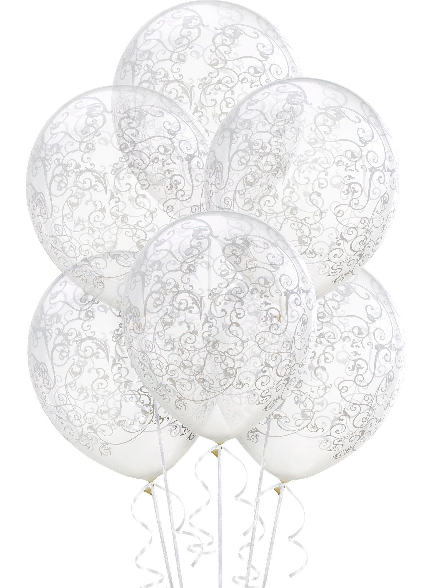 6ct. 12in. Clear Filigree Balloons