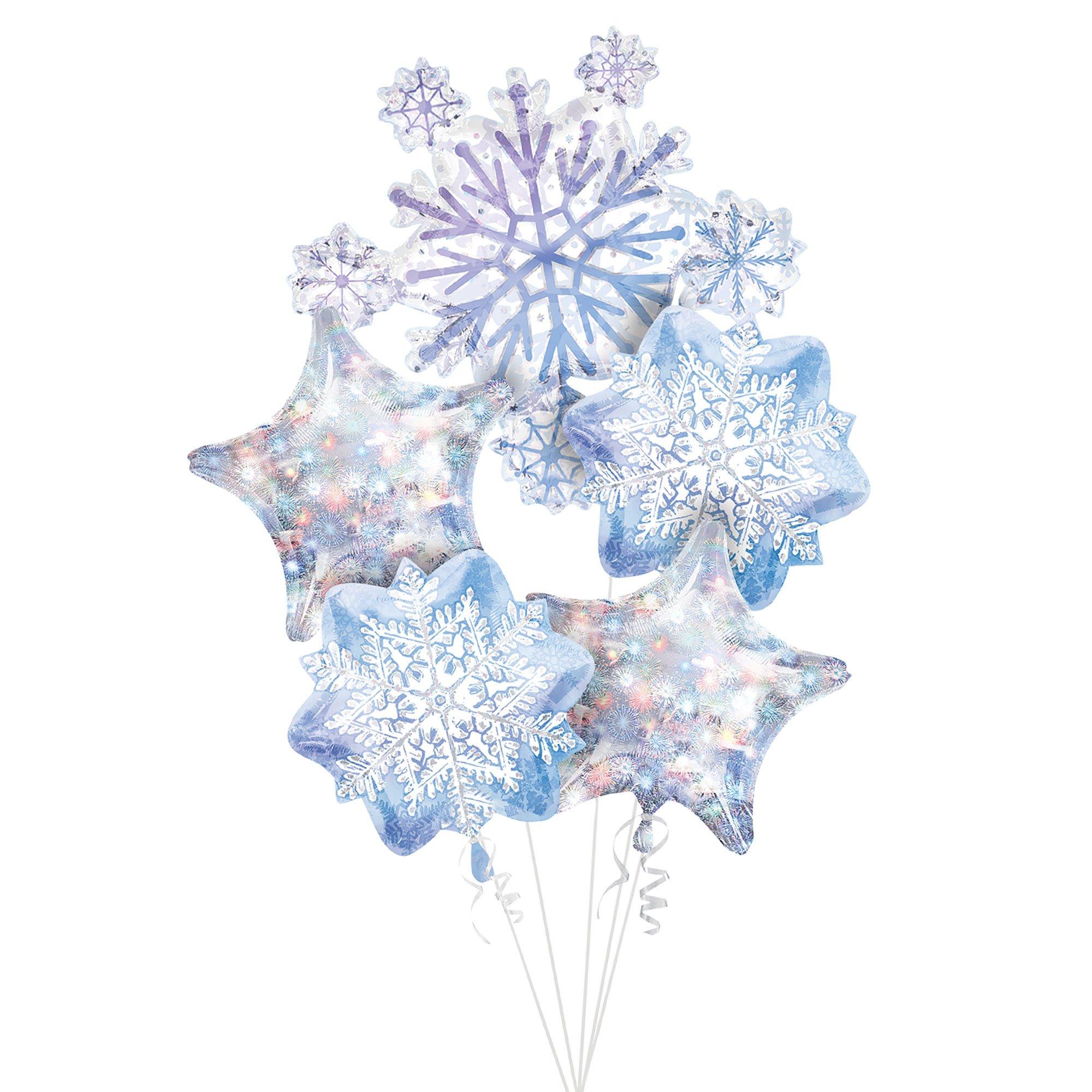 Prismatic Snowflake Foil Balloon Bouquet. 5pc
