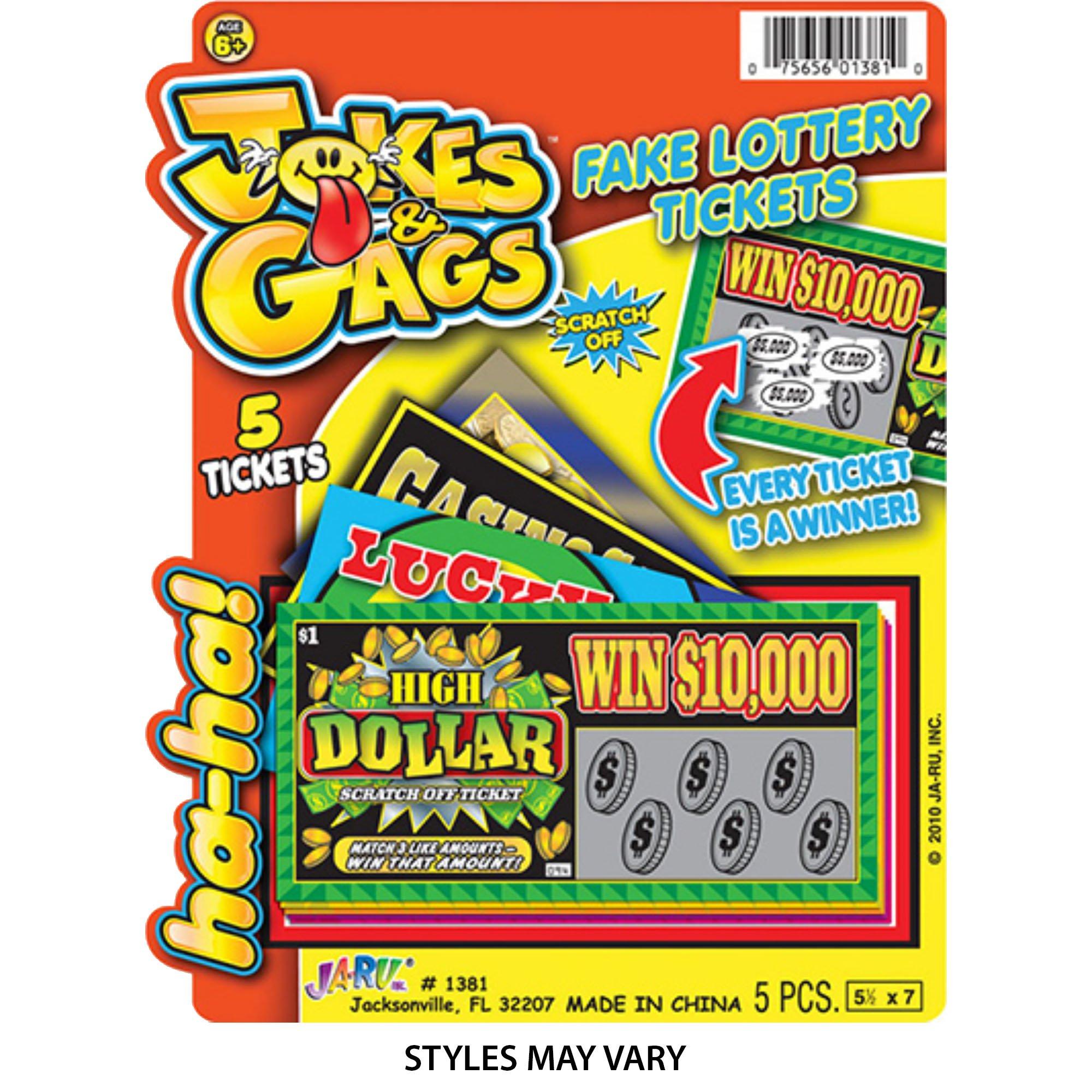 Jokes & Gags Fake Scratcher Lottery Tickets. 5ct