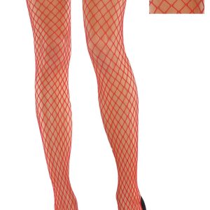 Adult Red Wide Fishnet Pantyhose