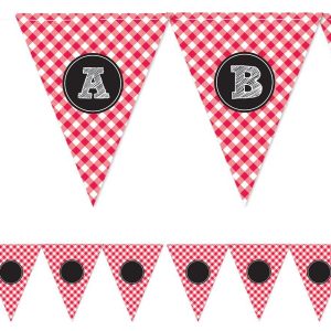 Picnic Party Red Gingham Personalized Pennant Banner