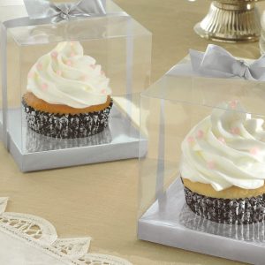 Silver Individual Cupcake Boxes. 20ct