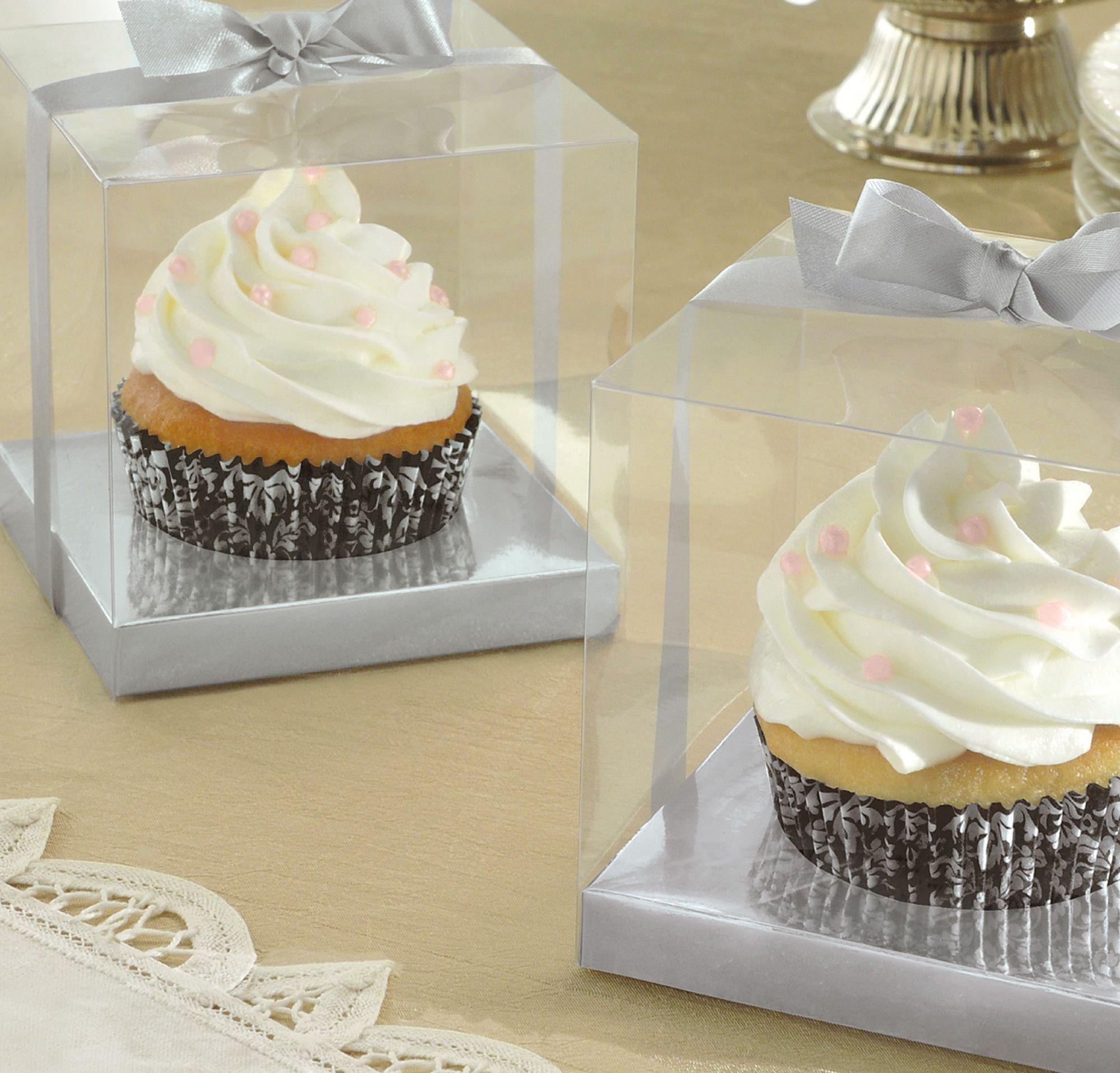 Silver Individual Cupcake Boxes. 20ct