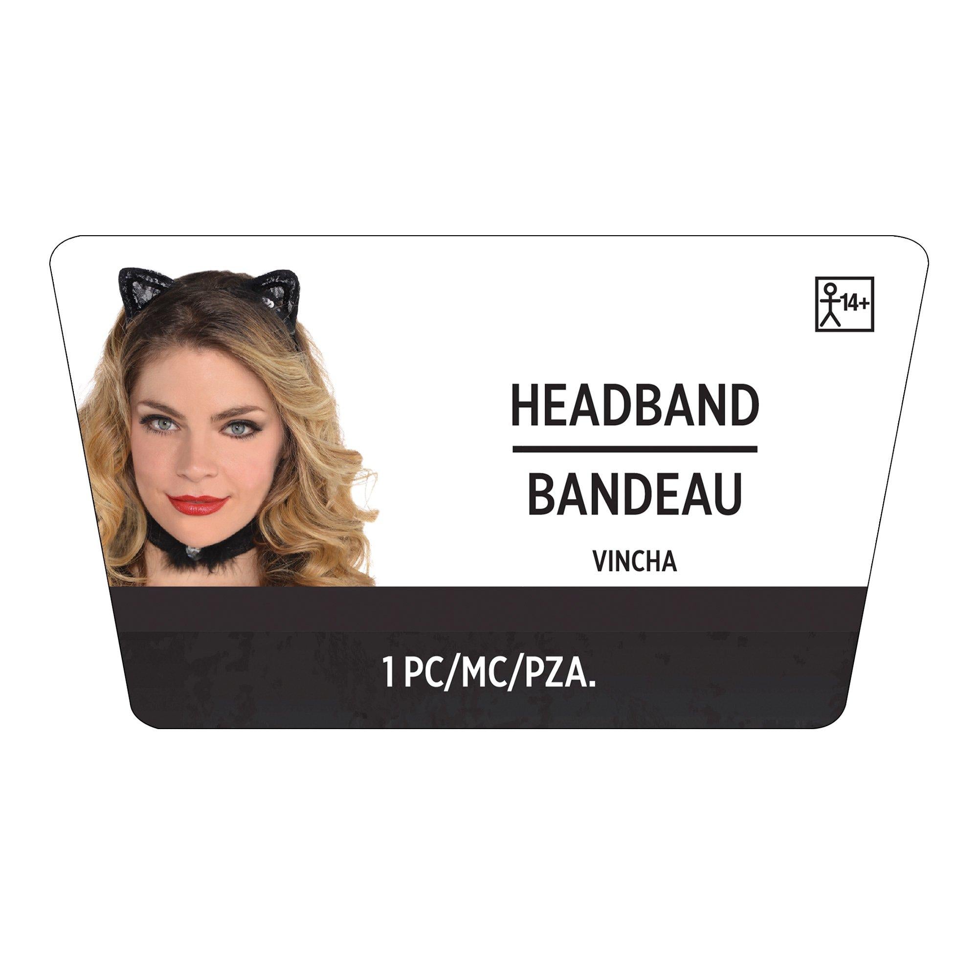 Black Lace Cat Ears Headband - Image 3