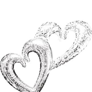Silver Swirl Double Heart Balloon - Giant 53in x 36in