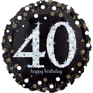 40th Birthday Balloon 18in -Sparkling Celebration. 18in