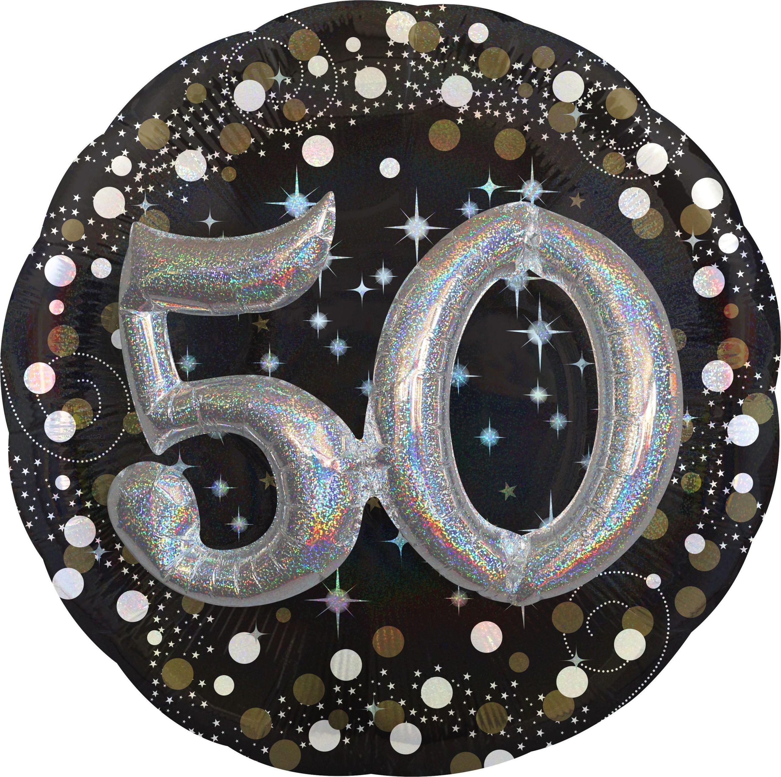 50th Birthday Balloon - 3D Sparkling Celebration. 36in