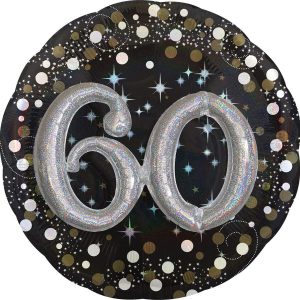 60th Birthday Balloon - 3D Sparkling Celebration. 36in