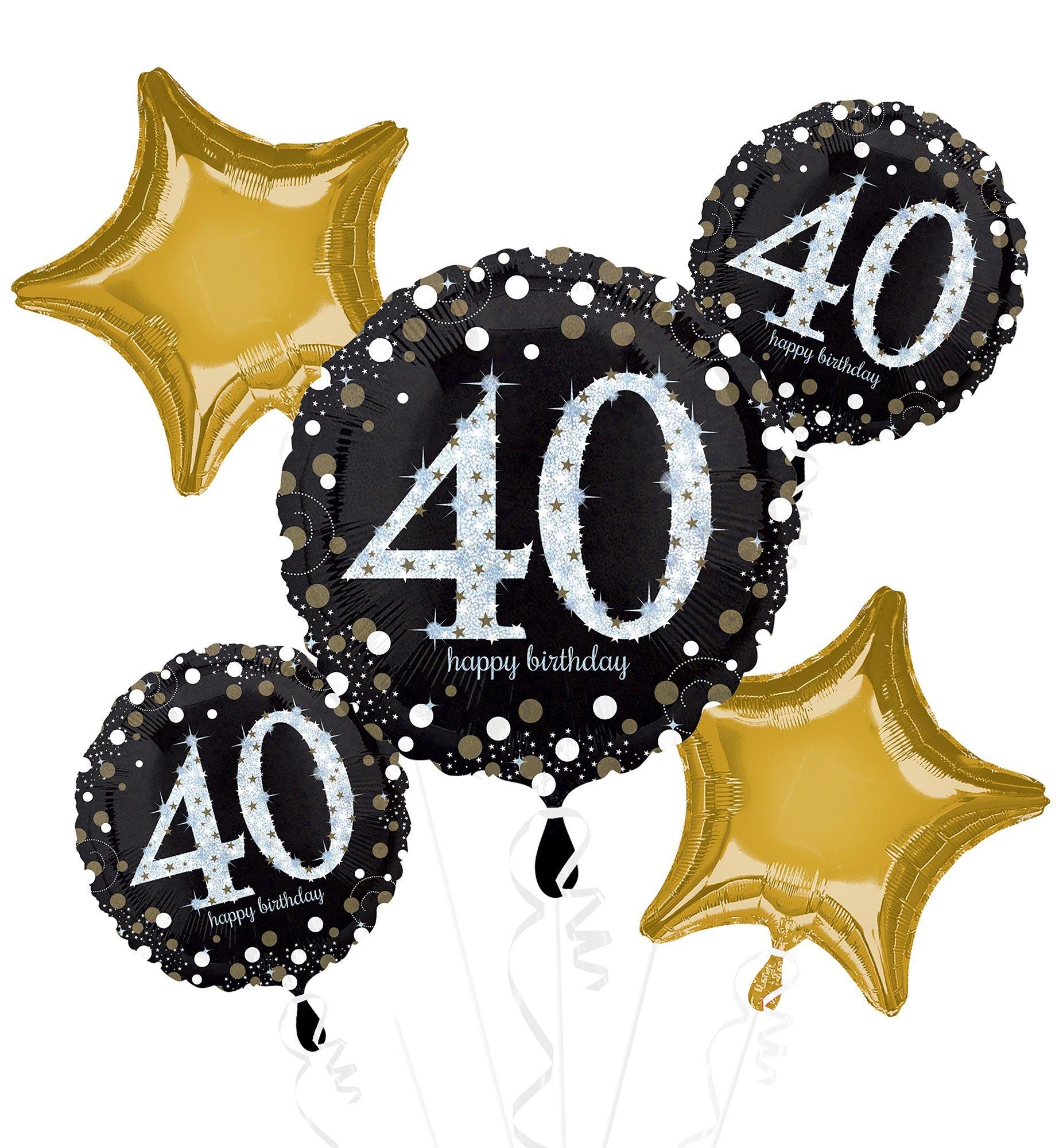 Sparkling Celebration 40th Birthday Foil Balloon Bouquet. 5pc