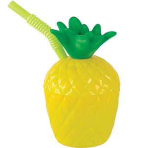Pineapple Plastic Cup with Straw. 10oz