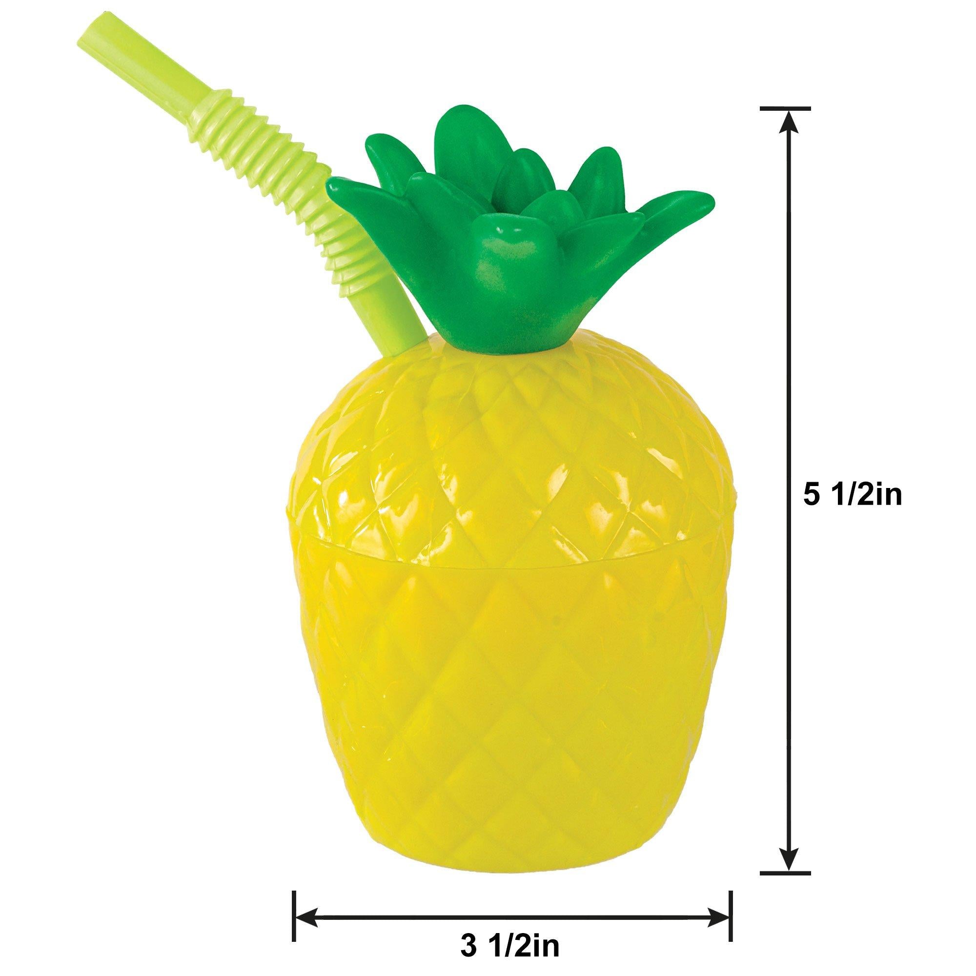Pineapple Plastic Cup with Straw. 10oz - Image 2