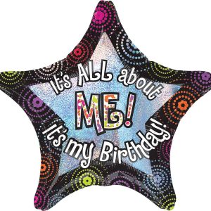 Giant Prismatic All About Me Birthday Star Balloon 28in