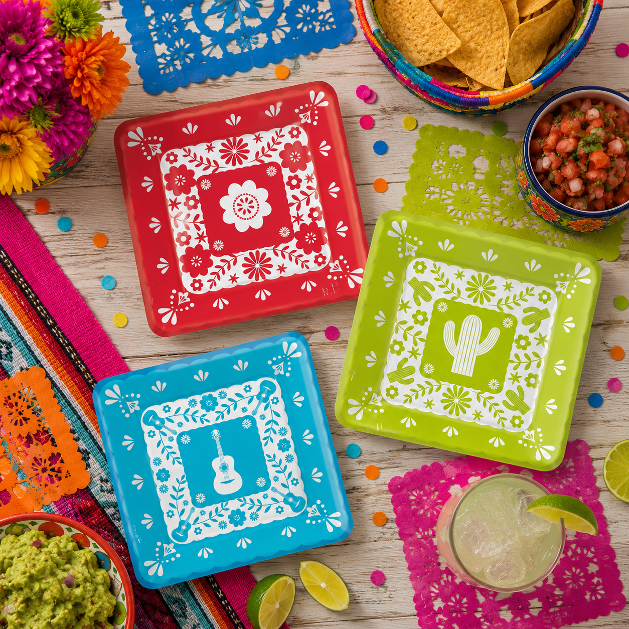 Viva la Party Square Paper Plates. 8ct - Image 2