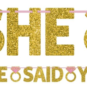 Glitter Gold She Said Yes Letter Banner