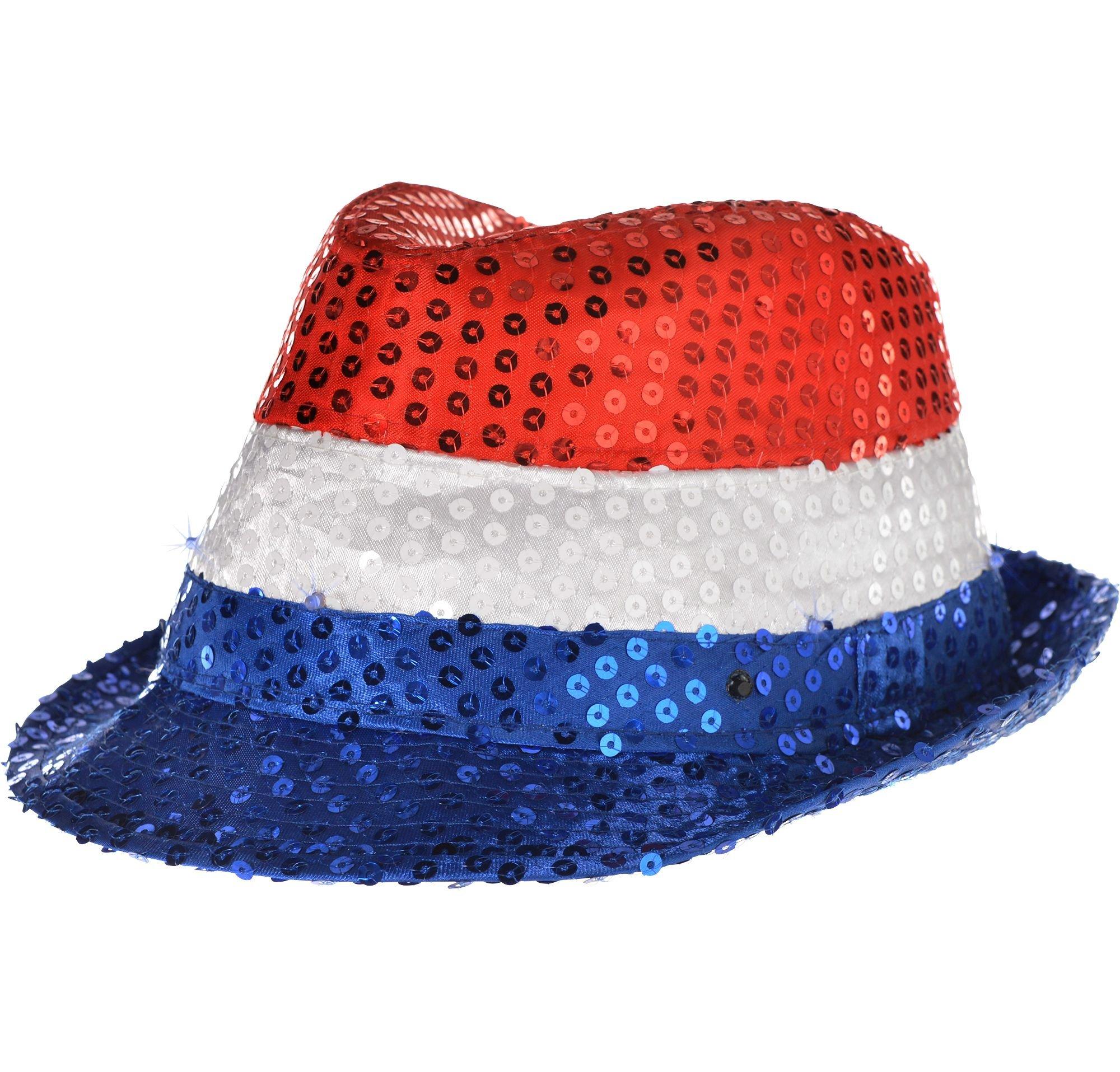 Light-Up Sequin Red. White & Blue Fedora