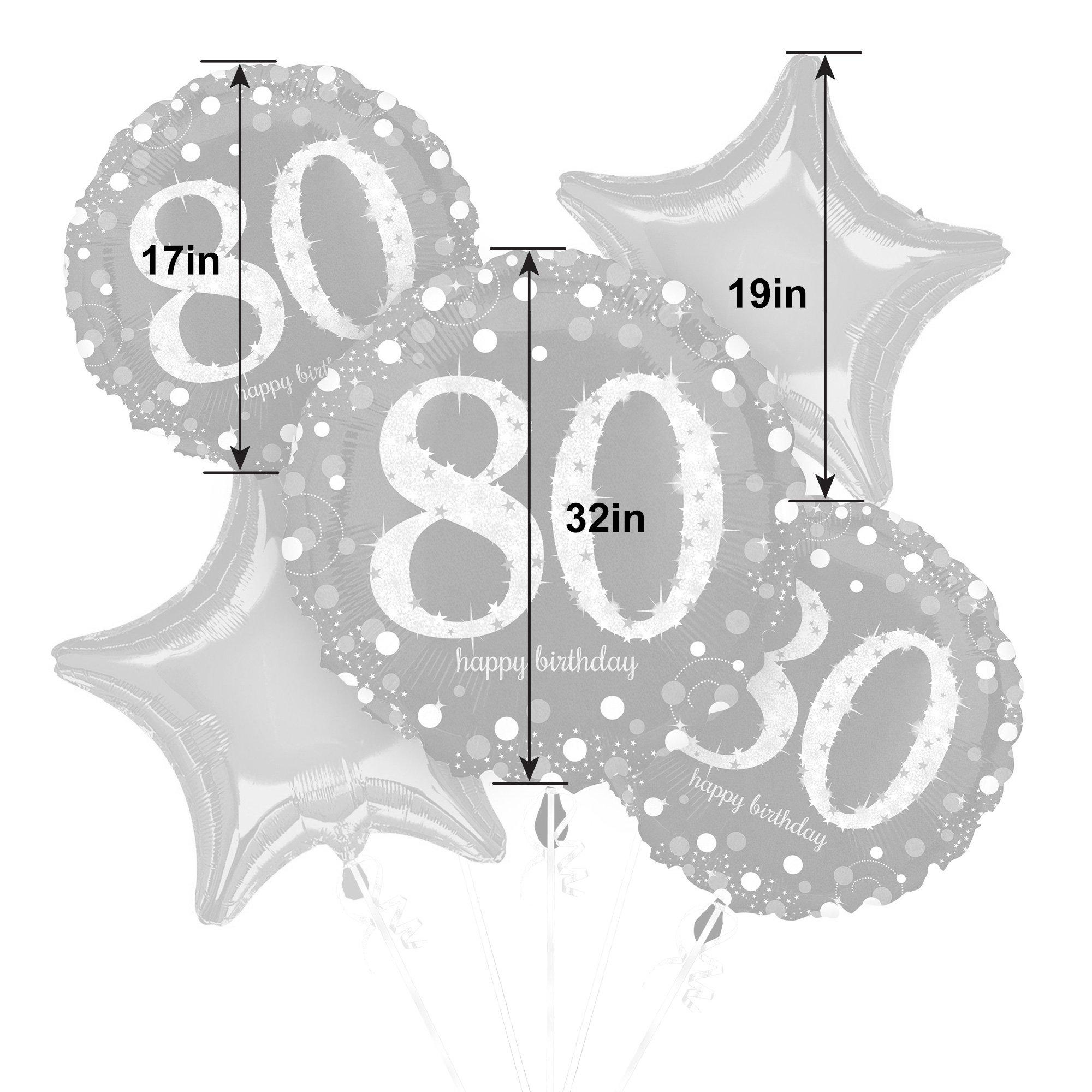 80th Birthday Foil Balloon Bouquet. 5pc - Sparkling Celebration - Image 2