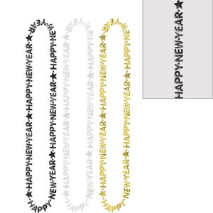 Black. Gold & Silver Happy New Year Bead Necklaces 3ct