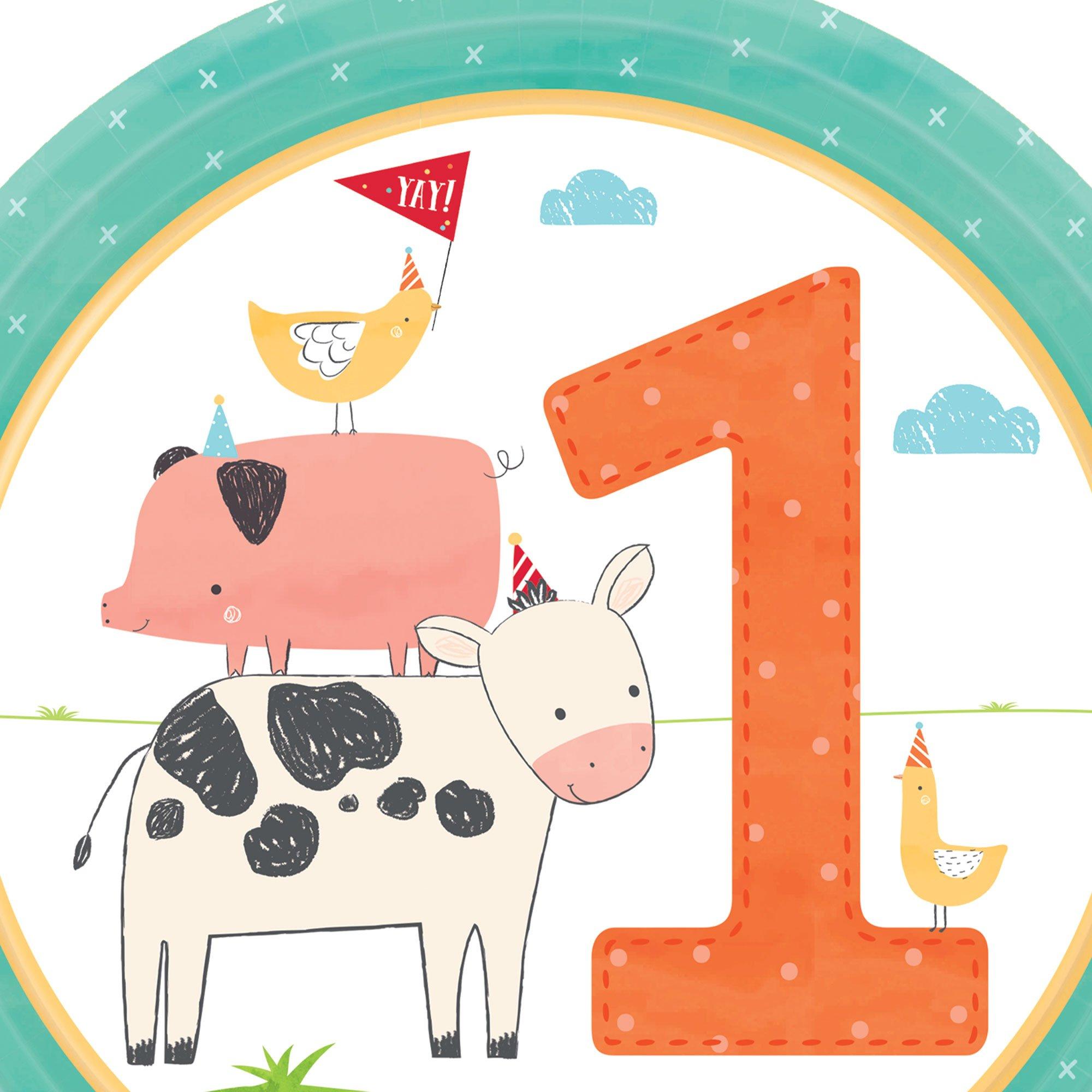 Friendly Farm 1st Birthday Dessert Plates 18ct - Image 2