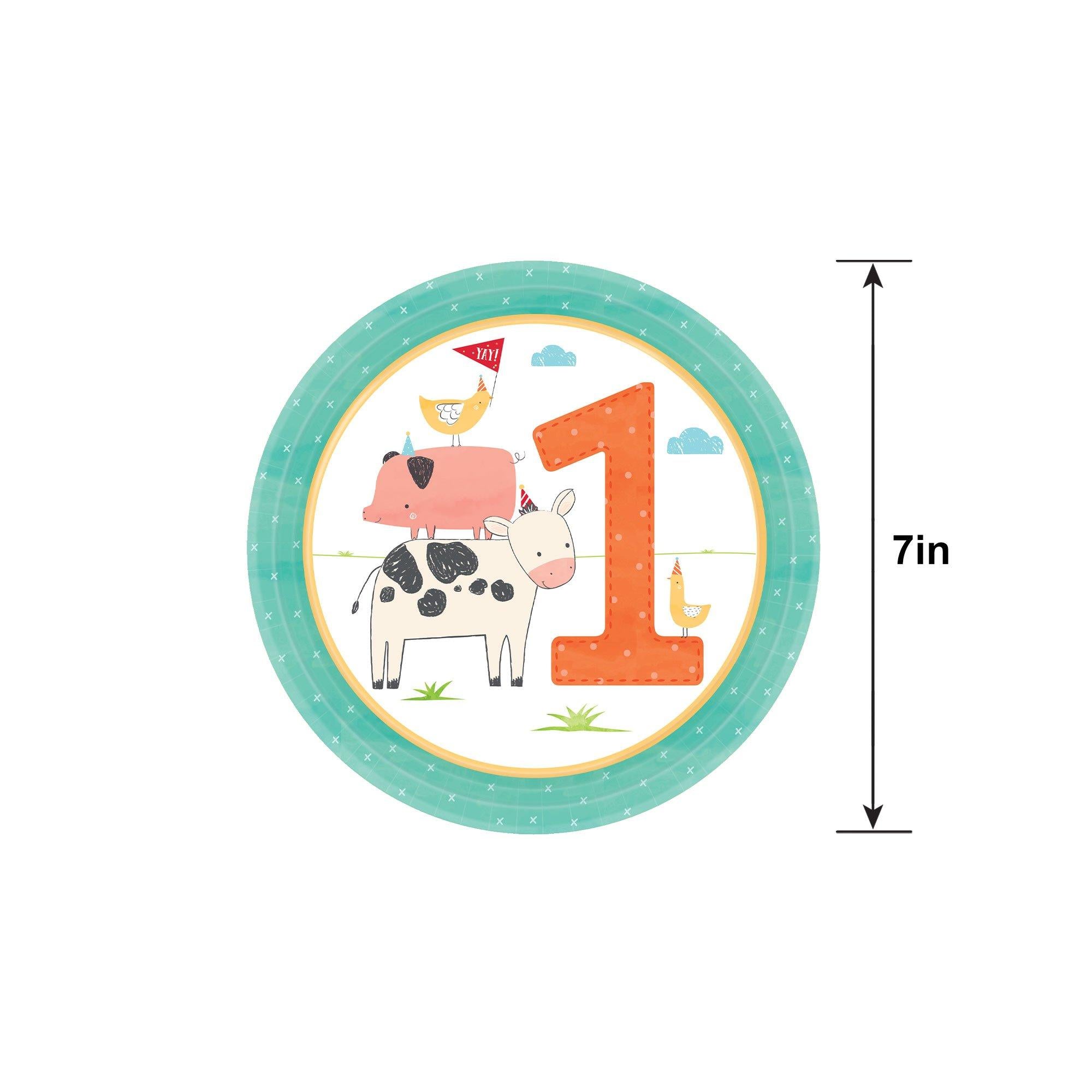 Friendly Farm 1st Birthday Dessert Plates 18ct - Image 3