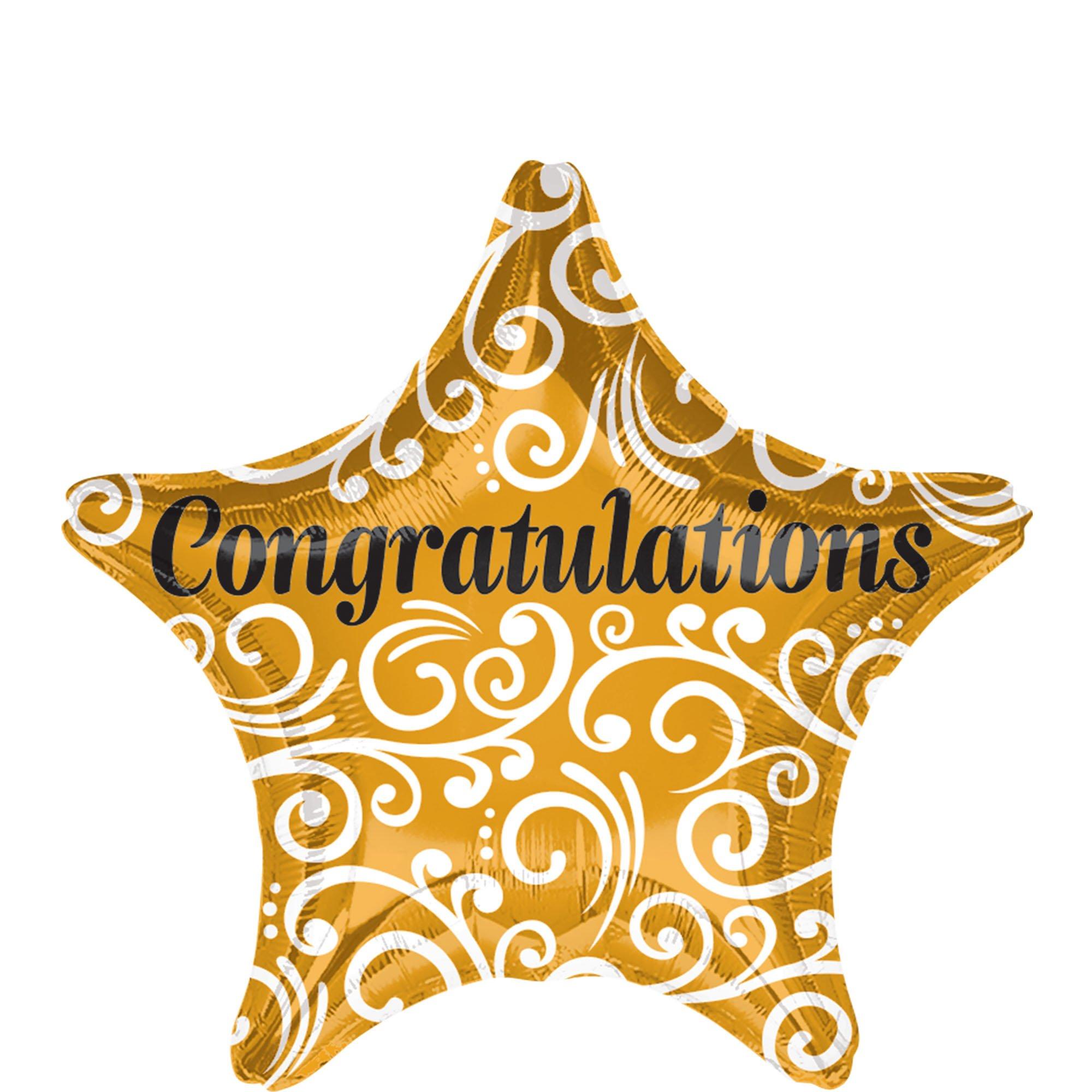 Gold Congratulations Star Balloon. 19in