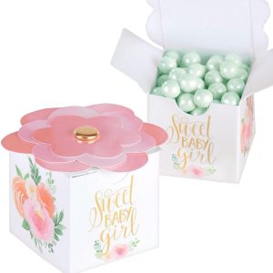 Sweet Baby Girl Floral Baby Favor Boxes 8ct