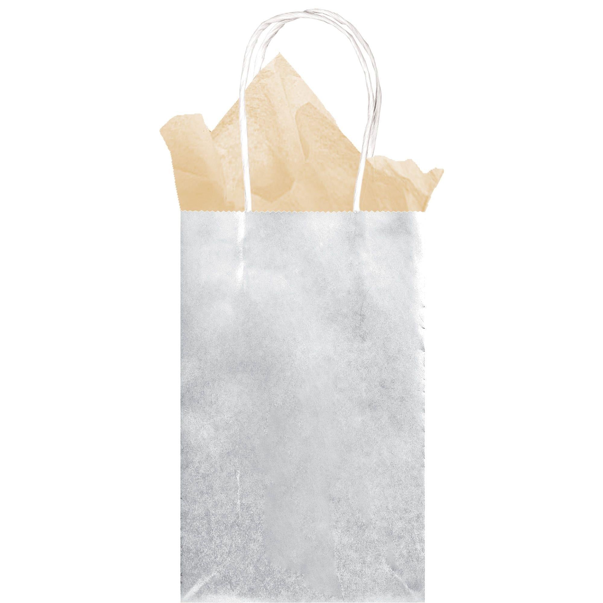 Small Silver Paper Gift Bag. 5.25in x 8.25in - Image 2
