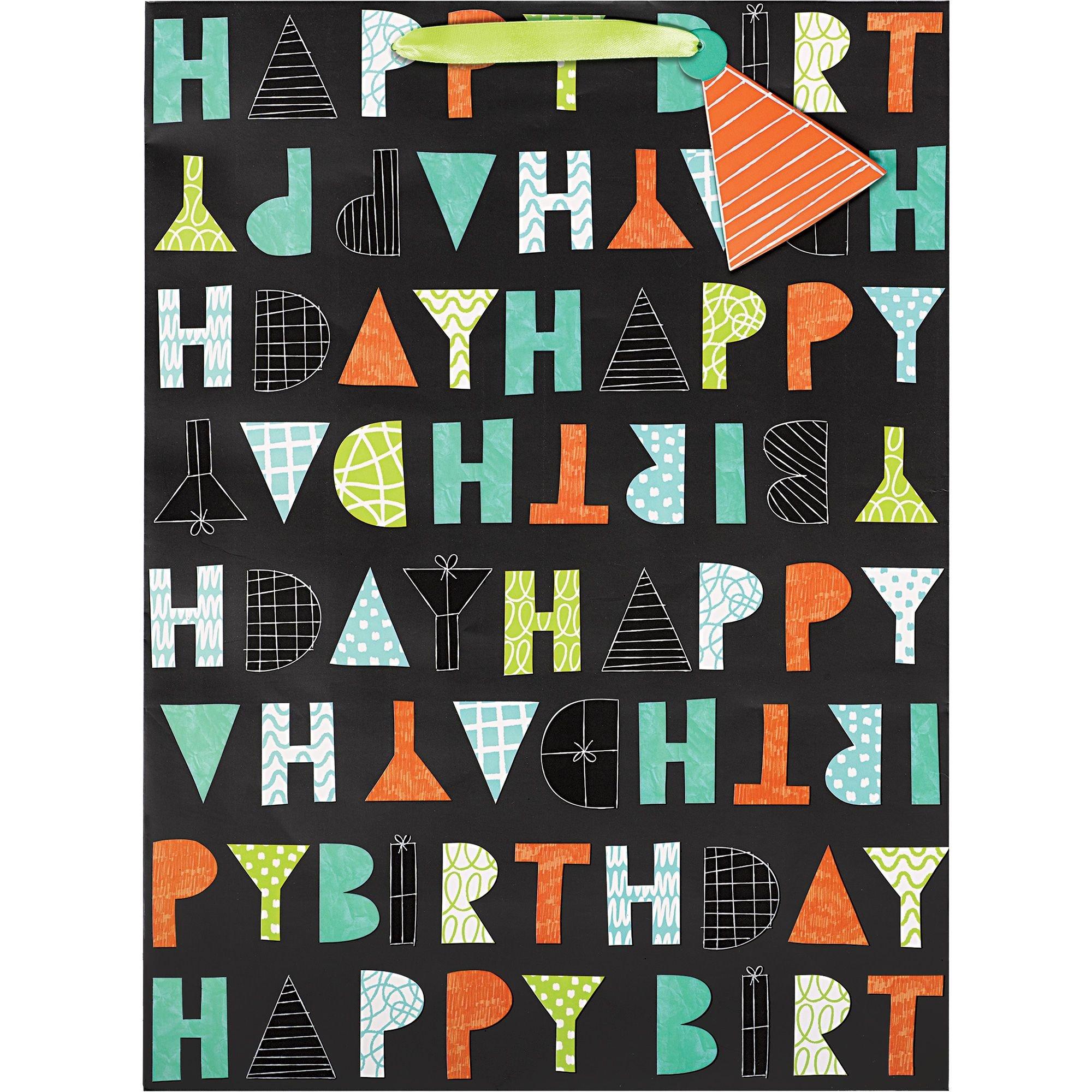 Extra Large Paper Patterned Letter Birthday Gift Bag. 12.5in x 17in - Image 2