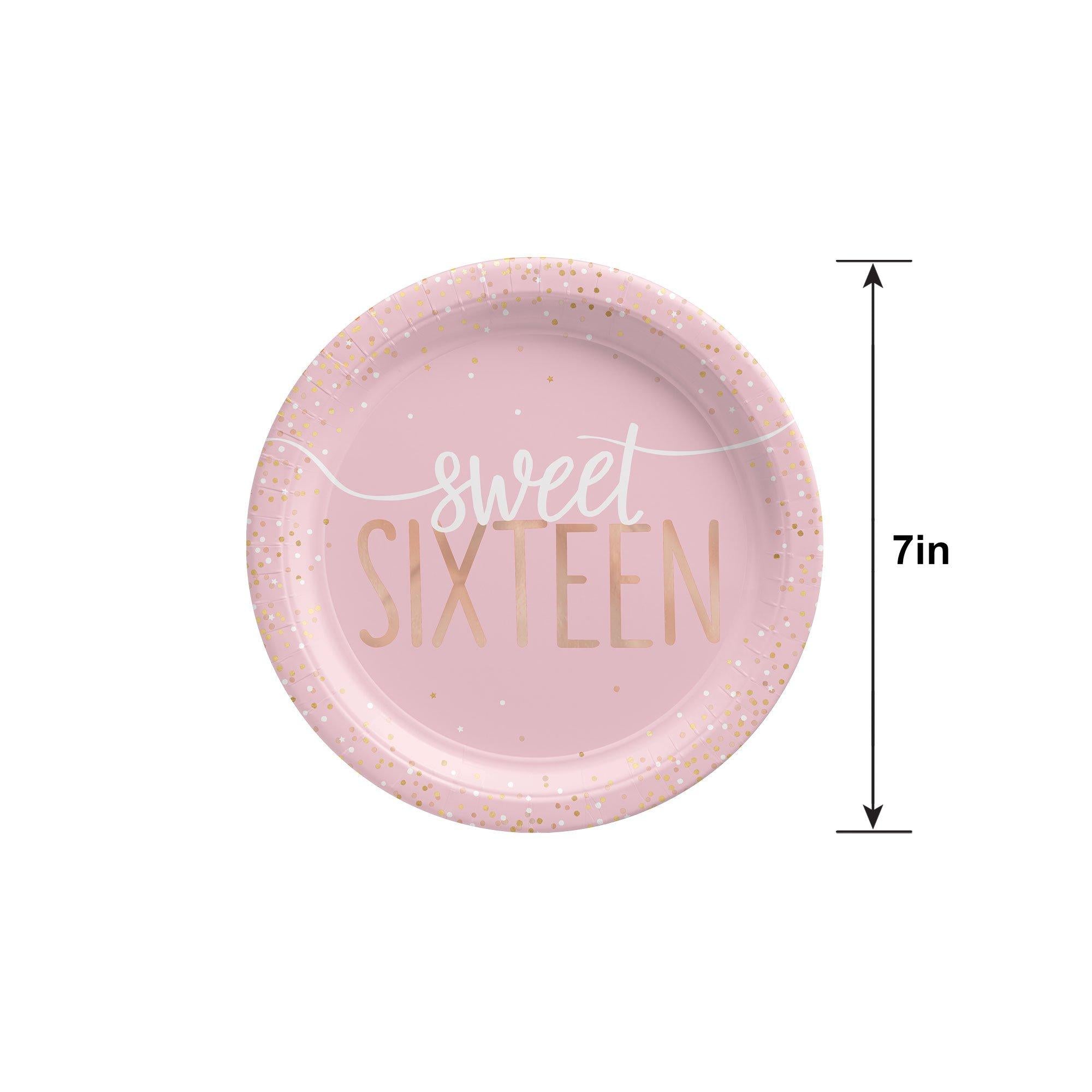 Metallic Rose Gold & Pink Sweet 16 Dessert Plates 8ct - Image 5