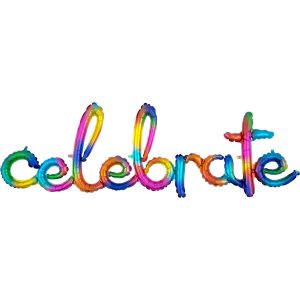 Air-Filled Rainbow Splash Celebrate Cursive Letter Balloon Banner